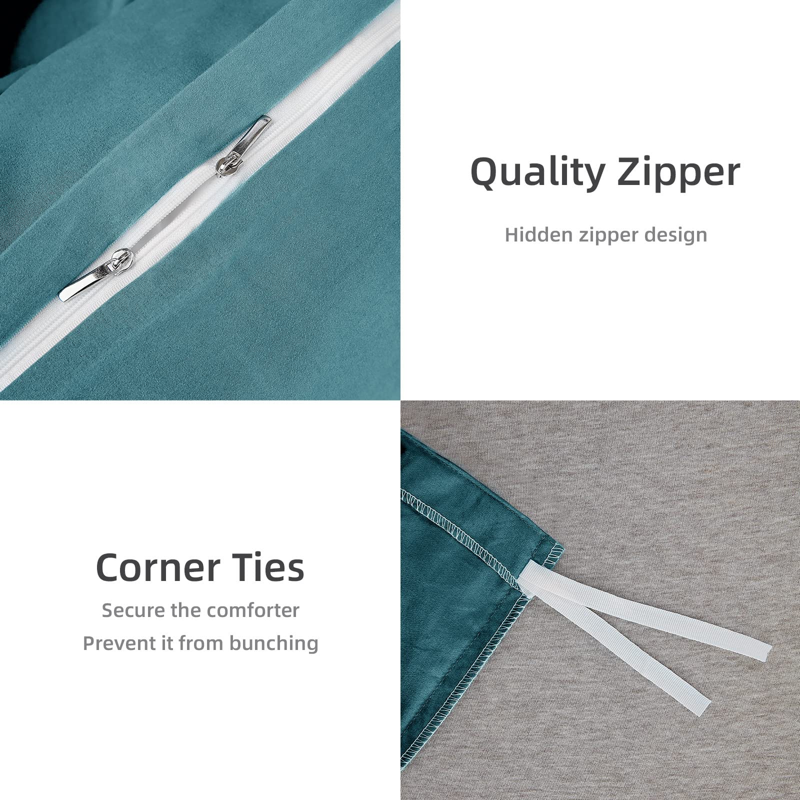 Bbangd Full Duvet Covers - Ultra Soft And Breathable Bedding Comforter Sets Washed Microfiber 3 Pieces With Zipper Closure Duvet Cover And 2 Pillow Shams (Teal)