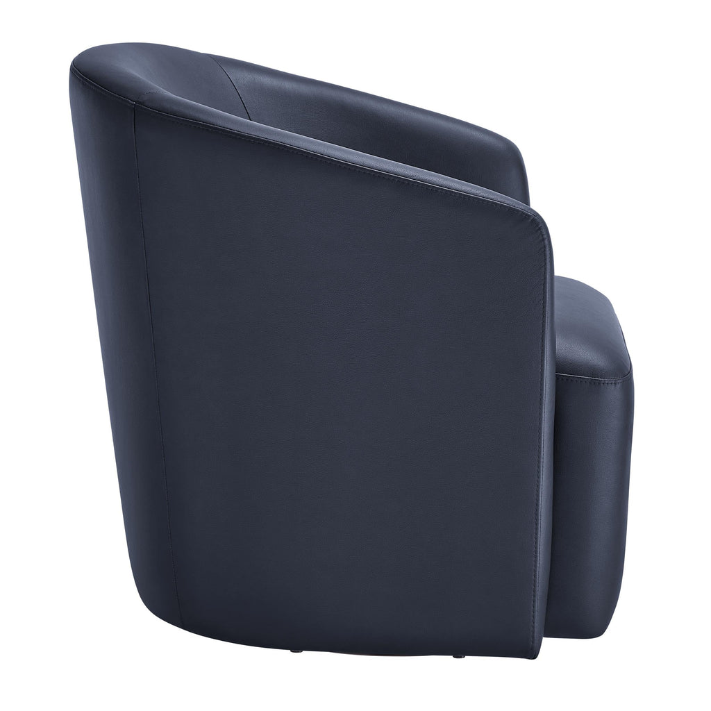 Comfort Pointe Amhurst Midnight Blue Faux Leather Swivel Barrel Chair