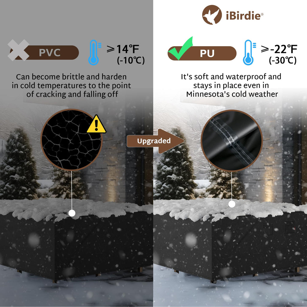 Ibirdie Outdoor Patio Furniture Set Covers 128 X 64 Inch Fit 5 X 10 Ft, 60 X 127 Inch Table, Waterproof Weatherproof Rectangular Cover, Heavy Duty 600D For Outside Dining Table And Chairs