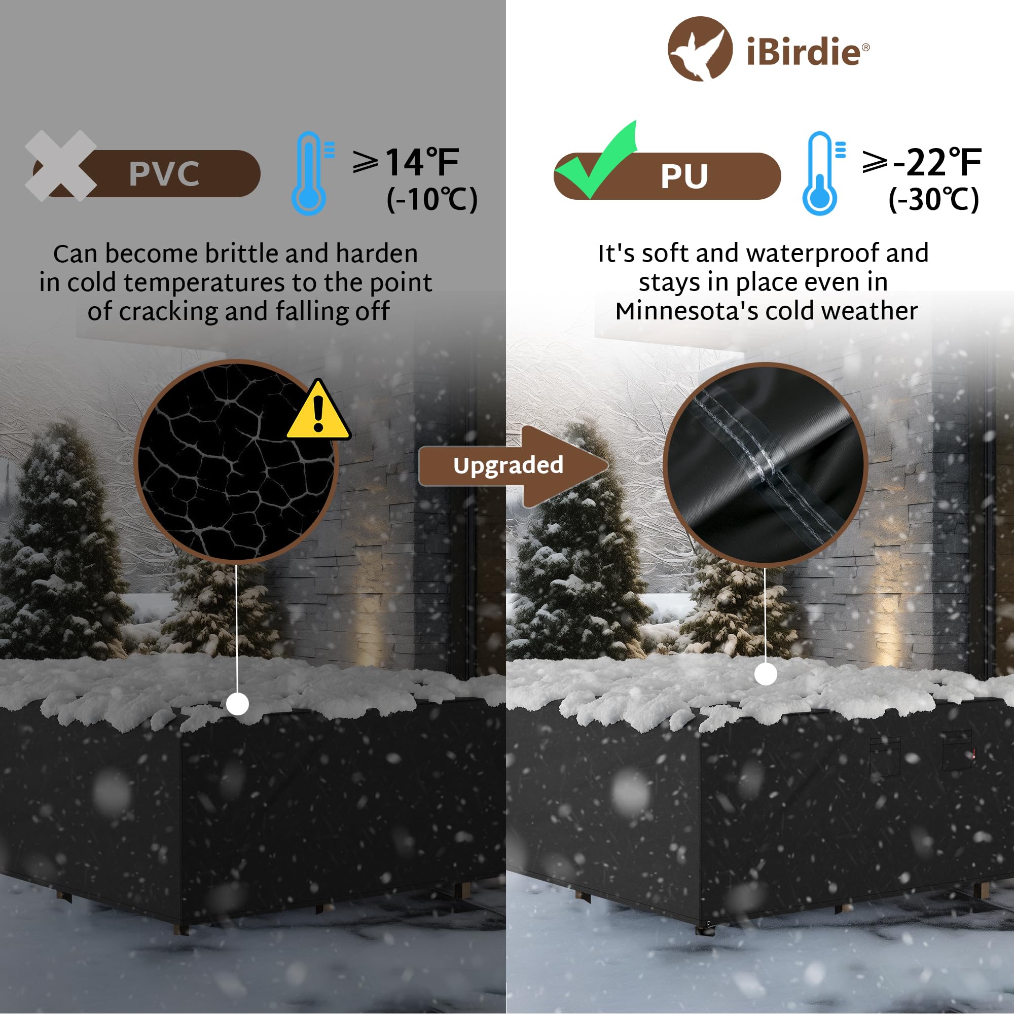 Ibirdie Outdoor Patio Furniture Set Covers 120 X 90 Inch Waterproof Weatherproof Rectangular Cover, Heavy Duty 600D For Outside Dining Table And Chairs