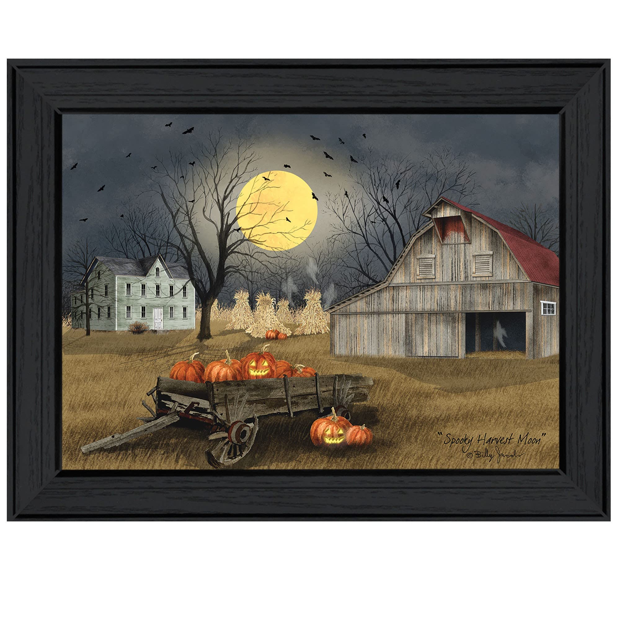 Spooky Harvest Moon 3 Black Framed Print Wall Art