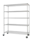 TRINITY EcoStorage Heavy Duty 5-Tier Adjustable Wire Shelving with Wheels for Kitchen Organization, Garage Storage, Laundry Room