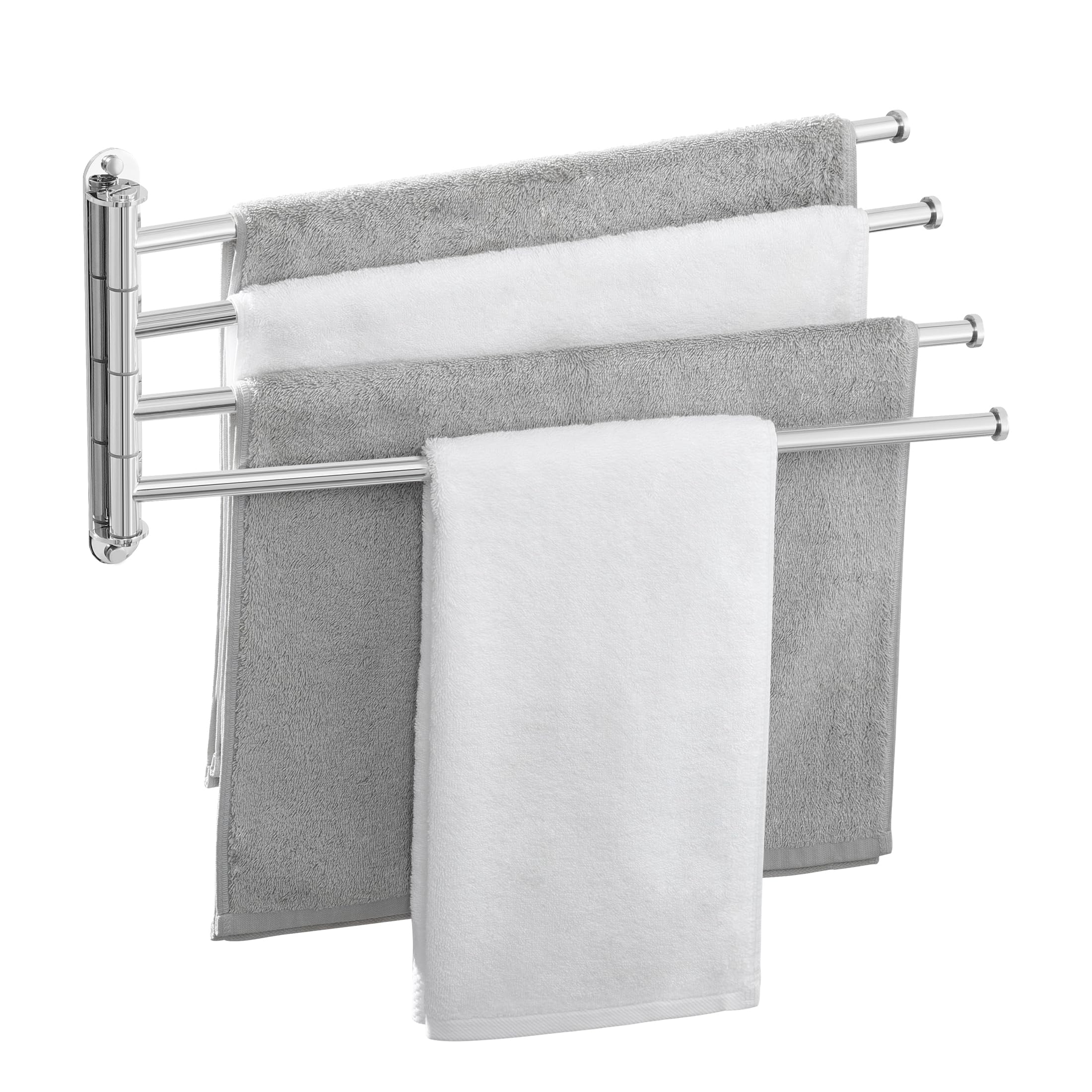 KES Swivel Towel Rack, Swing Arm Towel Bar 4-Arm Extra Long 19.5 Swing Out Towel Rack for Bathroom Wall, Hand Towel Rack Wall Mo