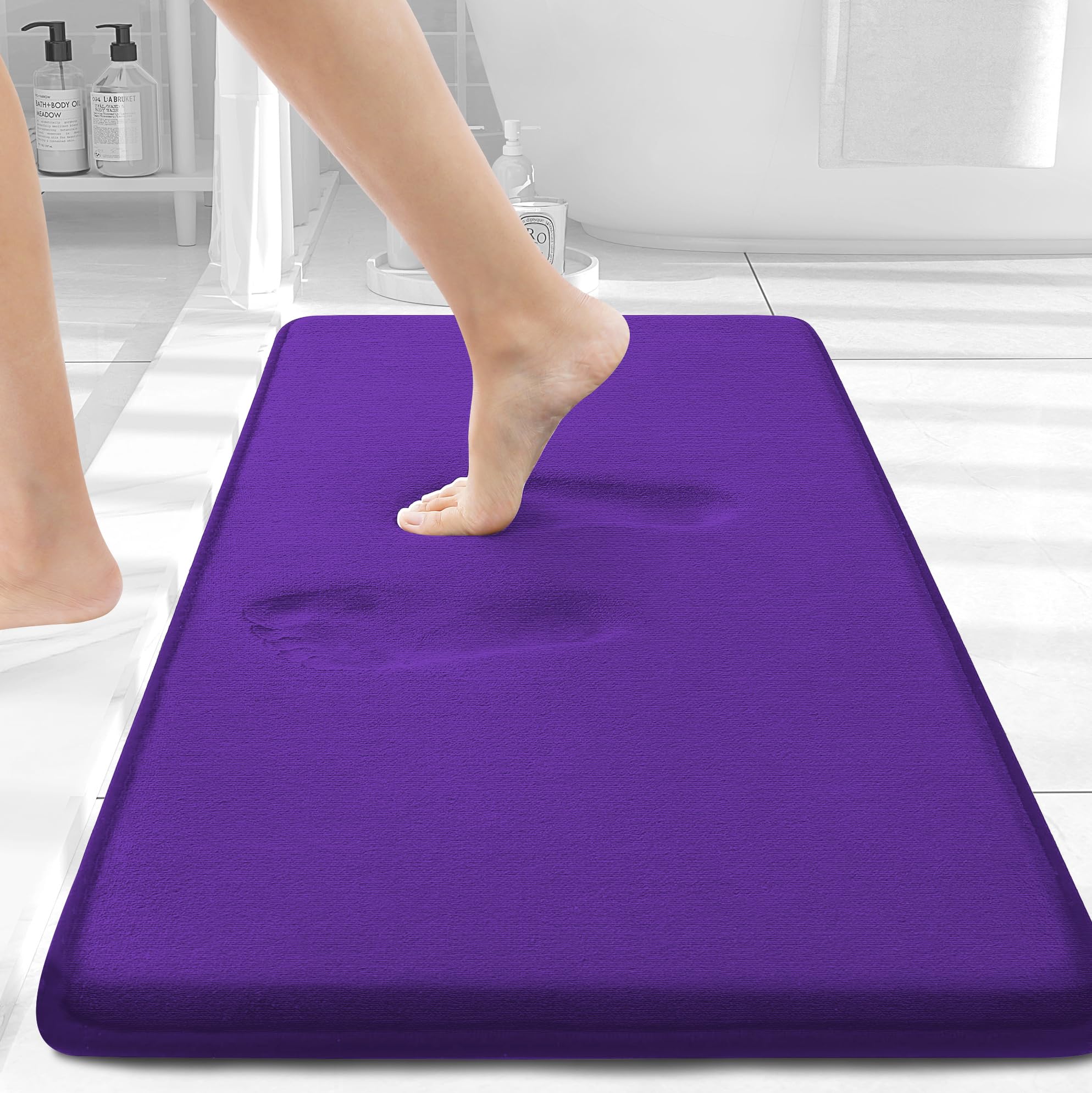 Smiry Memory Foam Bath Mat 30 x 20, Extra Soft Absorbent Bathroom Rugs Non Slip Bath Rug Runner for Shower Bathroom Floors, Deep