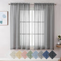 Aiyufeng Kirei Elegant Grey Linen Look Sheer Curtains For Window Decor, Rod Pocket Gray Flax Window Treatment Privacy With Light