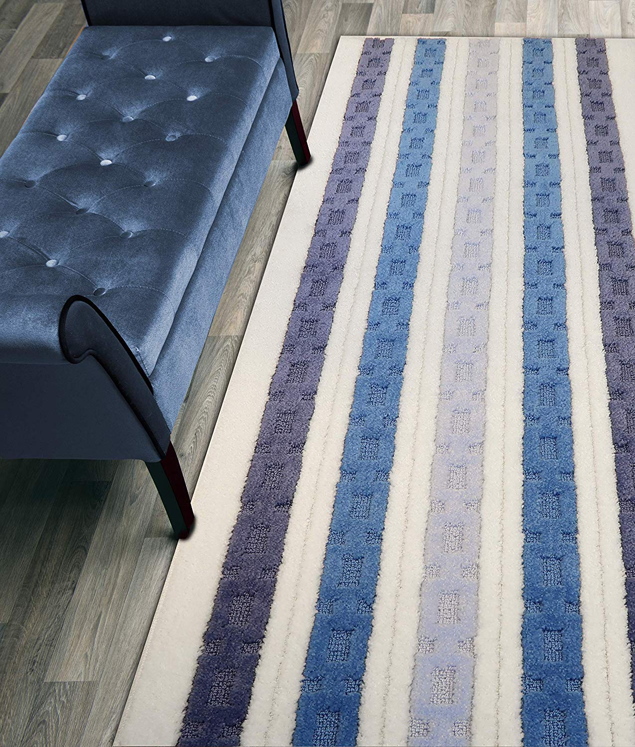 ORFA HOME Custom Length Hallway Runner Rug,Slip Resistant,Chain Blue, 26 Inch X 34 feet, Sold and Priced Per Foot
