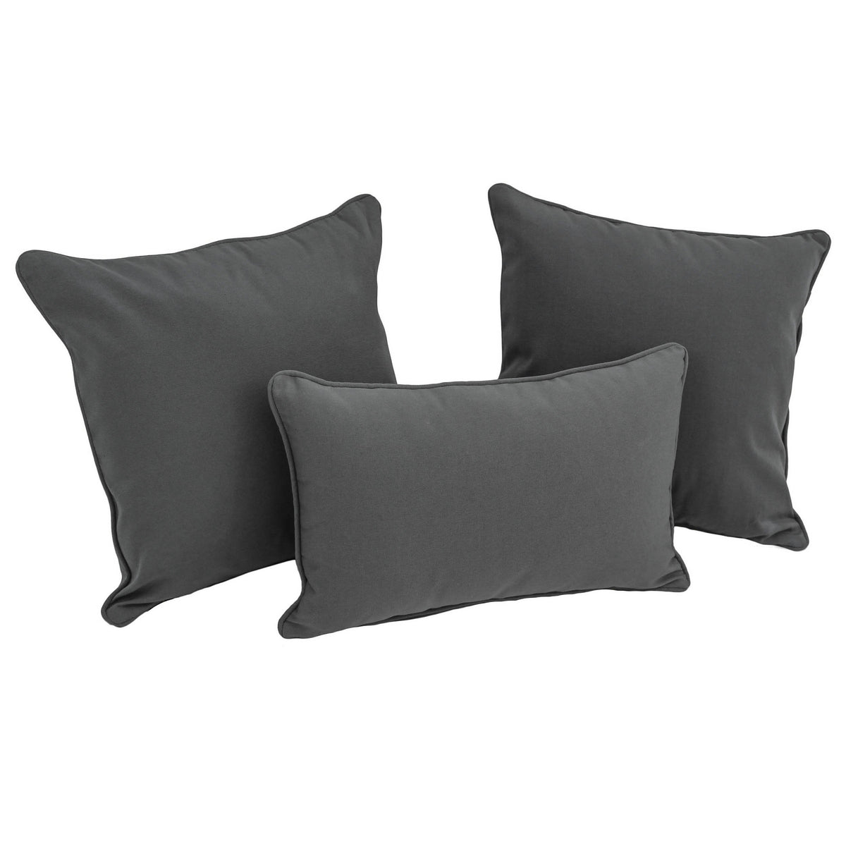 Blazing Needles Corded Twill Throw Pillow Set, Steel Grey 3 Count