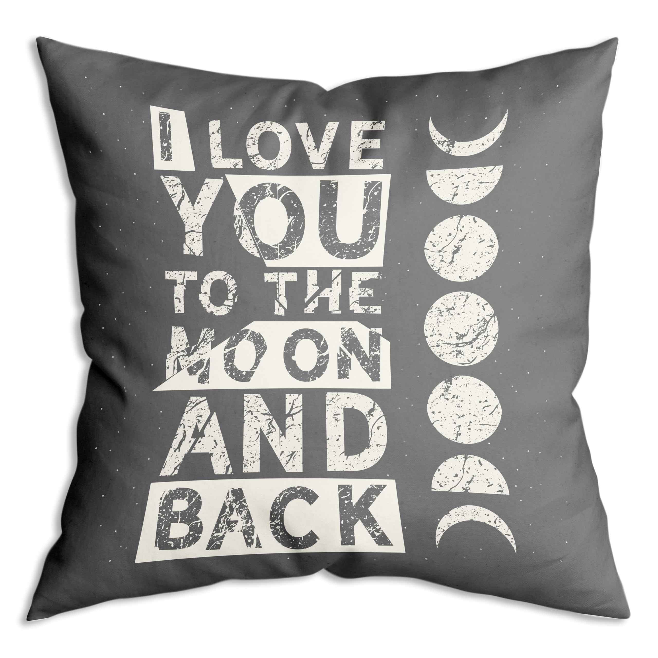 Zngfon I Love You To The Moon And Back Lunar Gray Throw Pillow Cover 18X18 Inch Couple Valentines Day Decorative Pillowcase, Lov
