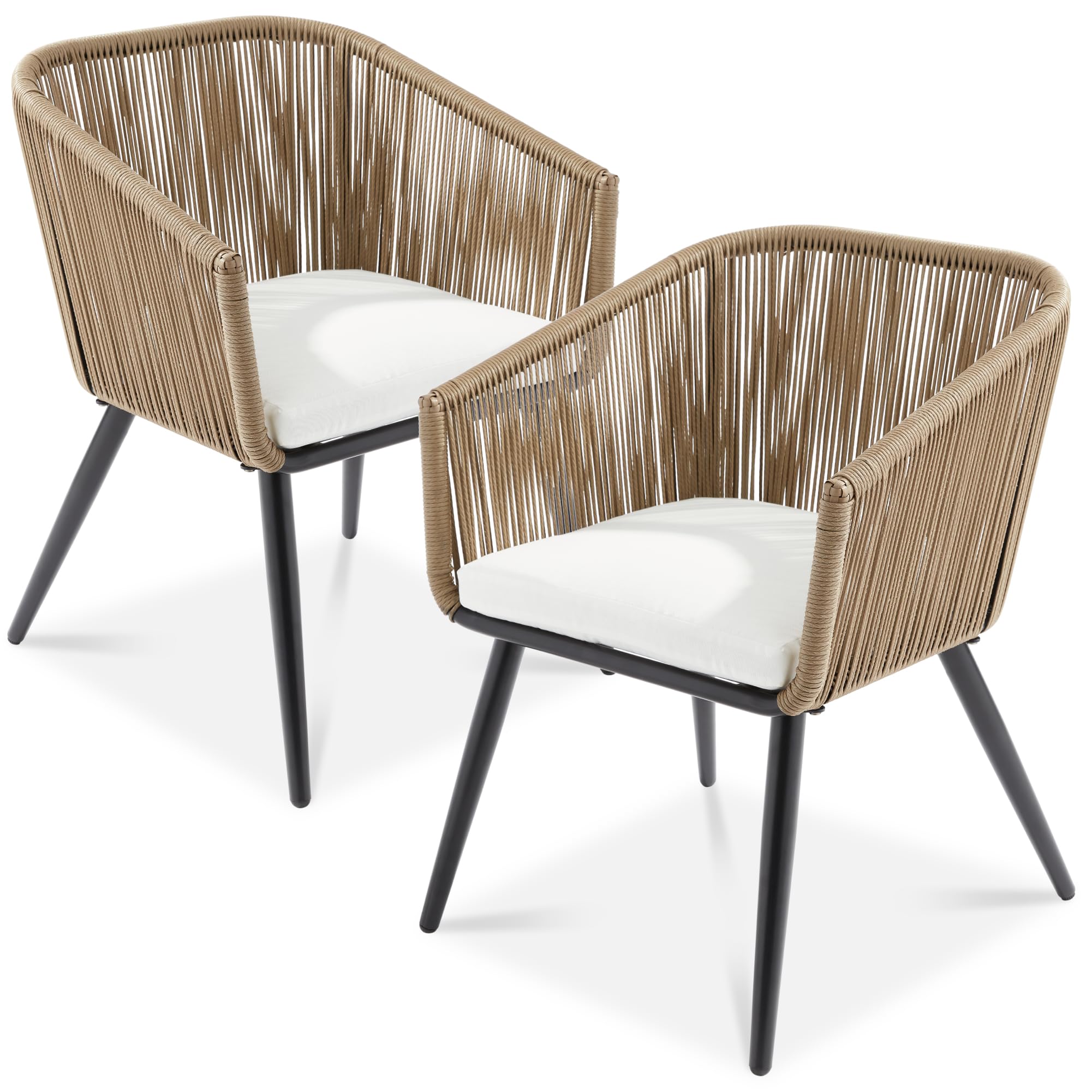 Best Choice Products Set of 2 Patio Dining Chairs, Outdoor Seating for Backyard, Poolside, Balcony w/Woven Wicker Design, 250lb 