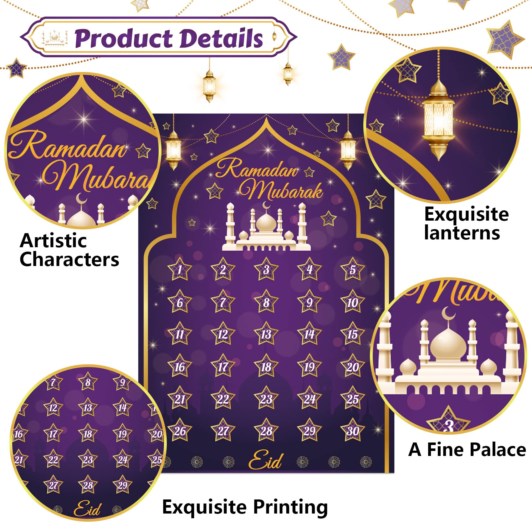 Ramadan Calendar 2024 Ramadan Decorations For Home Eid Activities For Kids Reusable Ramadan Decor Eid Mubarak Poster Ramadan Adv