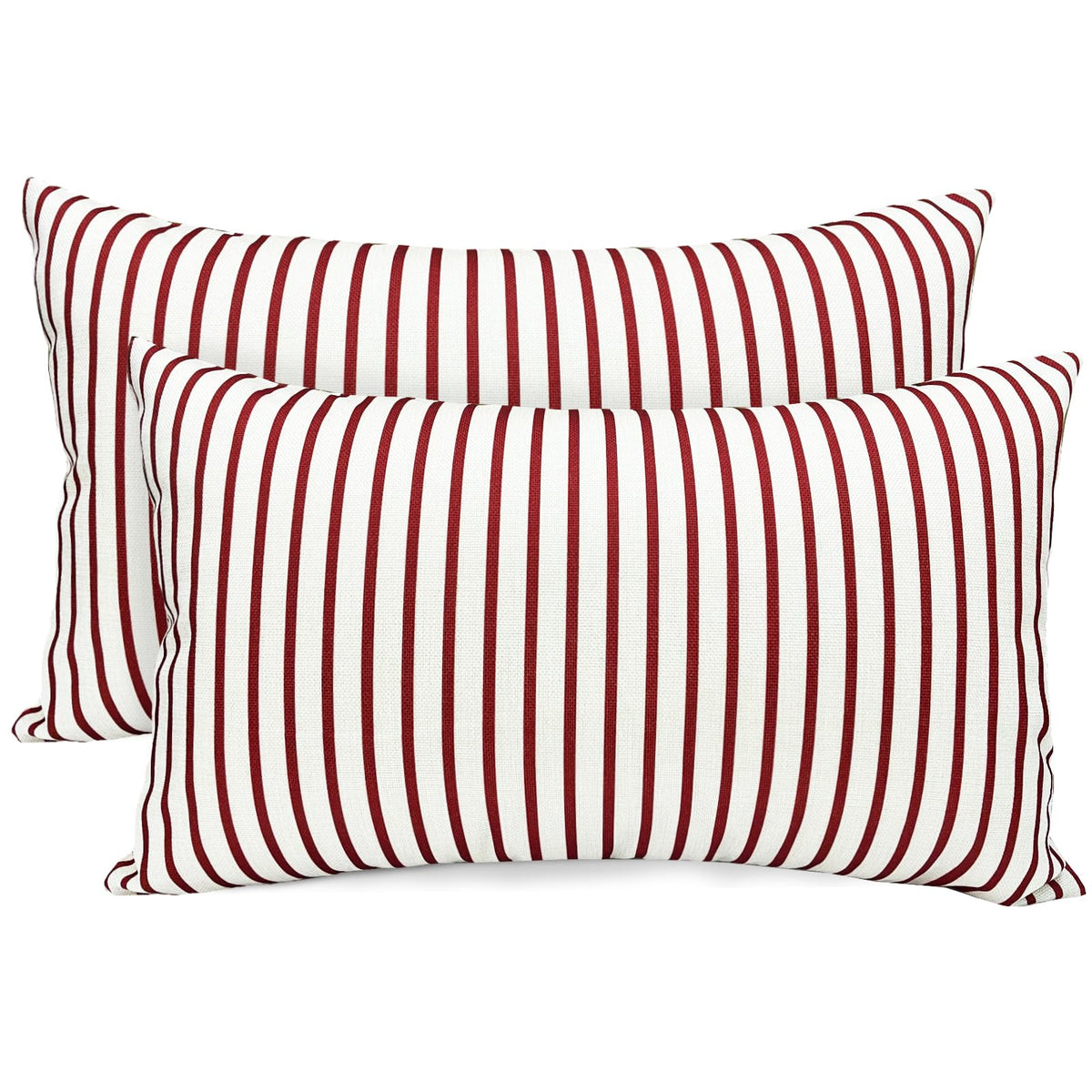 Rysmiyou Decorative Throw Pillow Covers Set Of 2 Wine Red Striped Pillow Covers 12X20 Inch Throw Pillow Cover Linen Pillowcase M