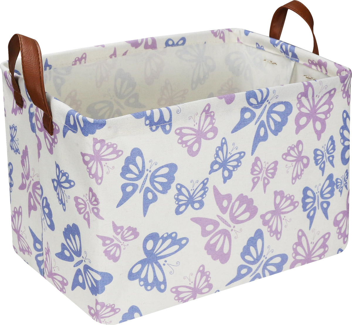 NTAOHAMPER Rectangular Blue Butterfly Basket,Kids Gift Basket for Boys and Girls,Purple Storage Basket with Handles,Kids Toys/Bo