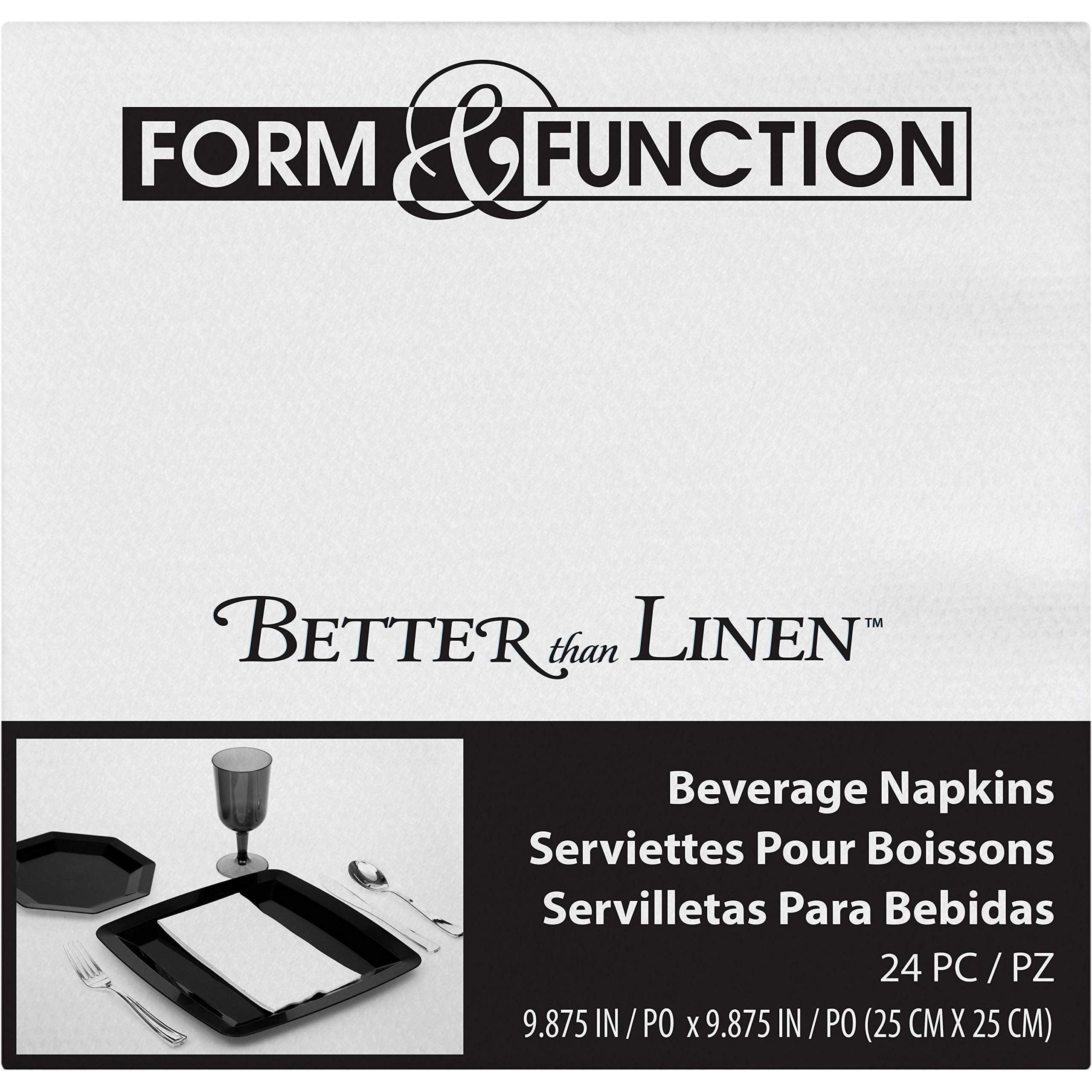Creative Converting 613272 24 Count Form & Function Better Than Linen Beverage Napkins, Any, White