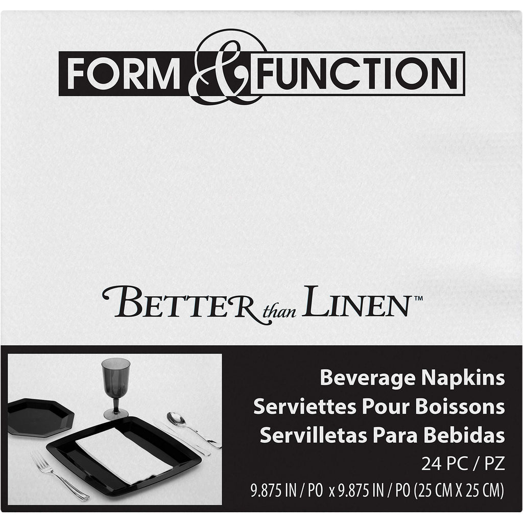 Creative Converting 613272 24 Count Form & Function Better Than Linen Beverage Napkins, Any, White