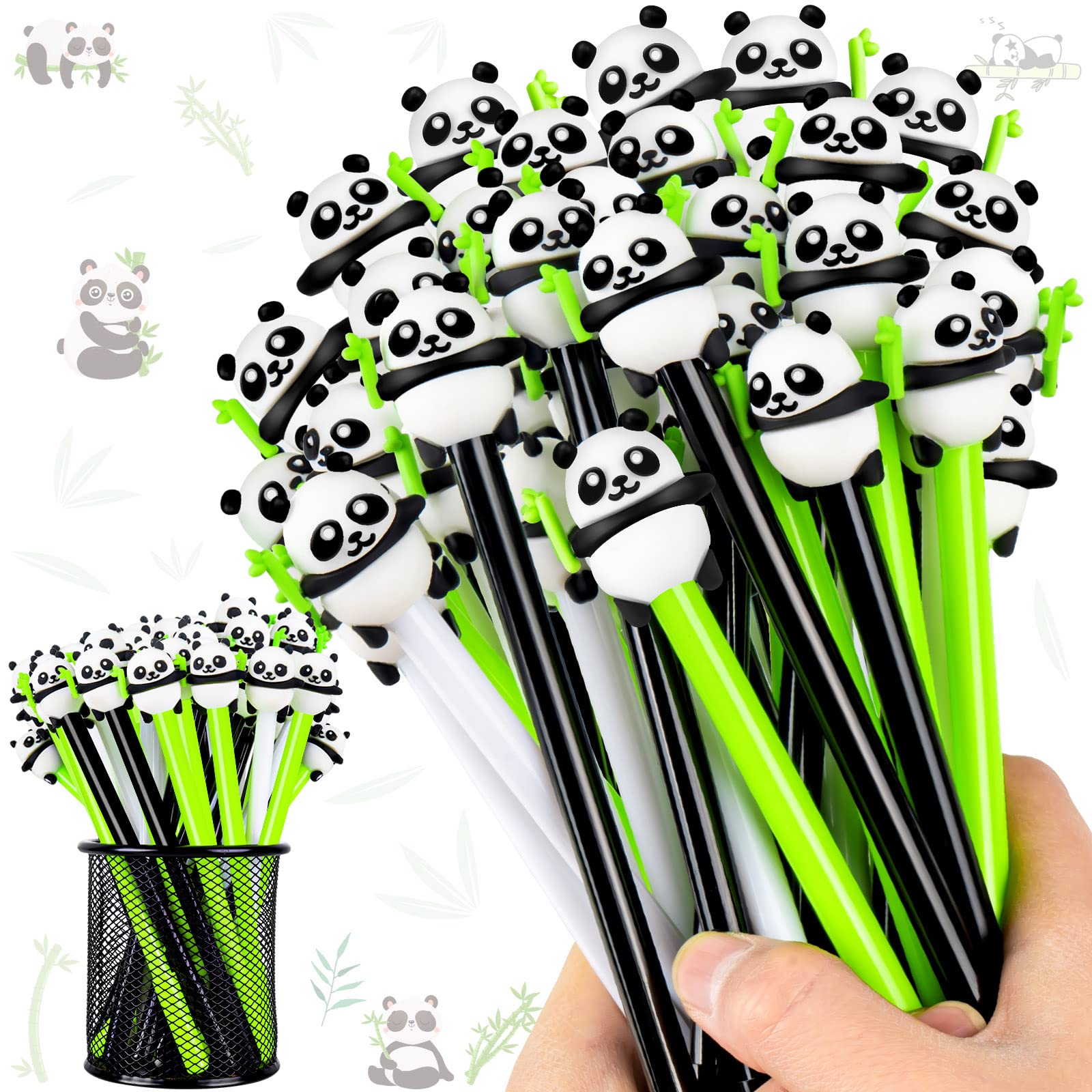 Zhbdmgk Panda Pen For Kids, 30Pcs Animal Cartoon Panda Gel Ink Pens, 0.5 Mm Black Ink Pen For School Office Home Student Teacher