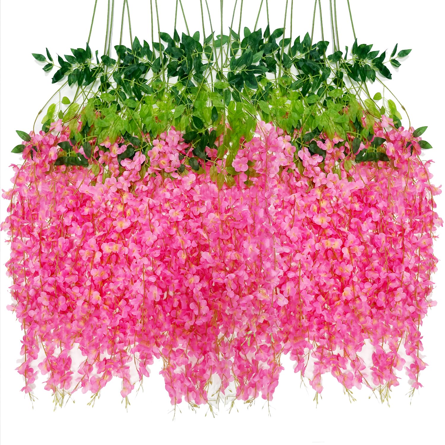 WONICE Artificial Wisteria Hanging Flowers Fake Wisteria Flower Garland Silk Vines Rattan Decor for Home Wedding Arch Wall Garde