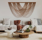 Flber Large Macrame Wall Hanging Brown Die-Dyed 57.00'' W X 31.00'' L Boho Wall Decor Yarn Tapestry Craftsmanship Home Macrame W