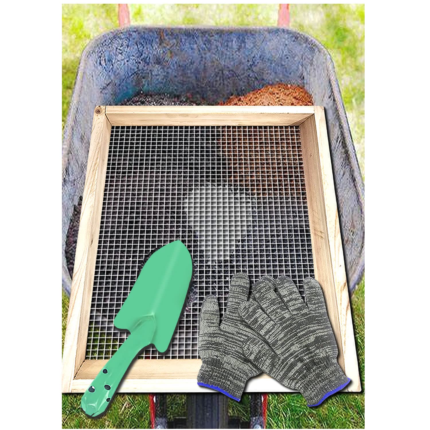 Soil Sifter, Dirt Sifter For Gardening, Compost Sifter, Garden Sieve, Light Wood Sifter For Rocks, Screen Sifter Top Soil/Peat M