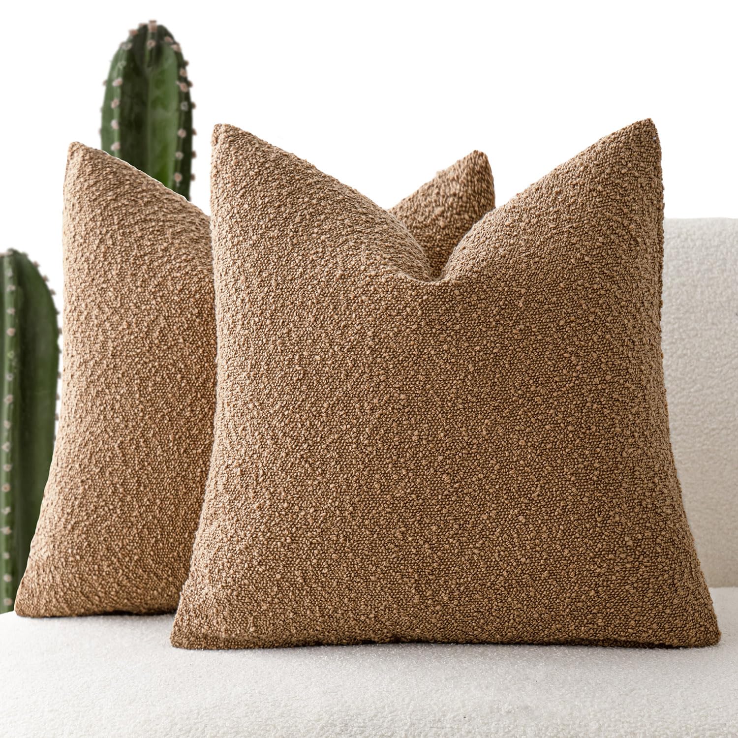 Foindtower Accent Solid Pillow Cases Textured Boucle Throw Pillow Covers Cozy Modern Decorative Couch Cushion Case For Chair Sof