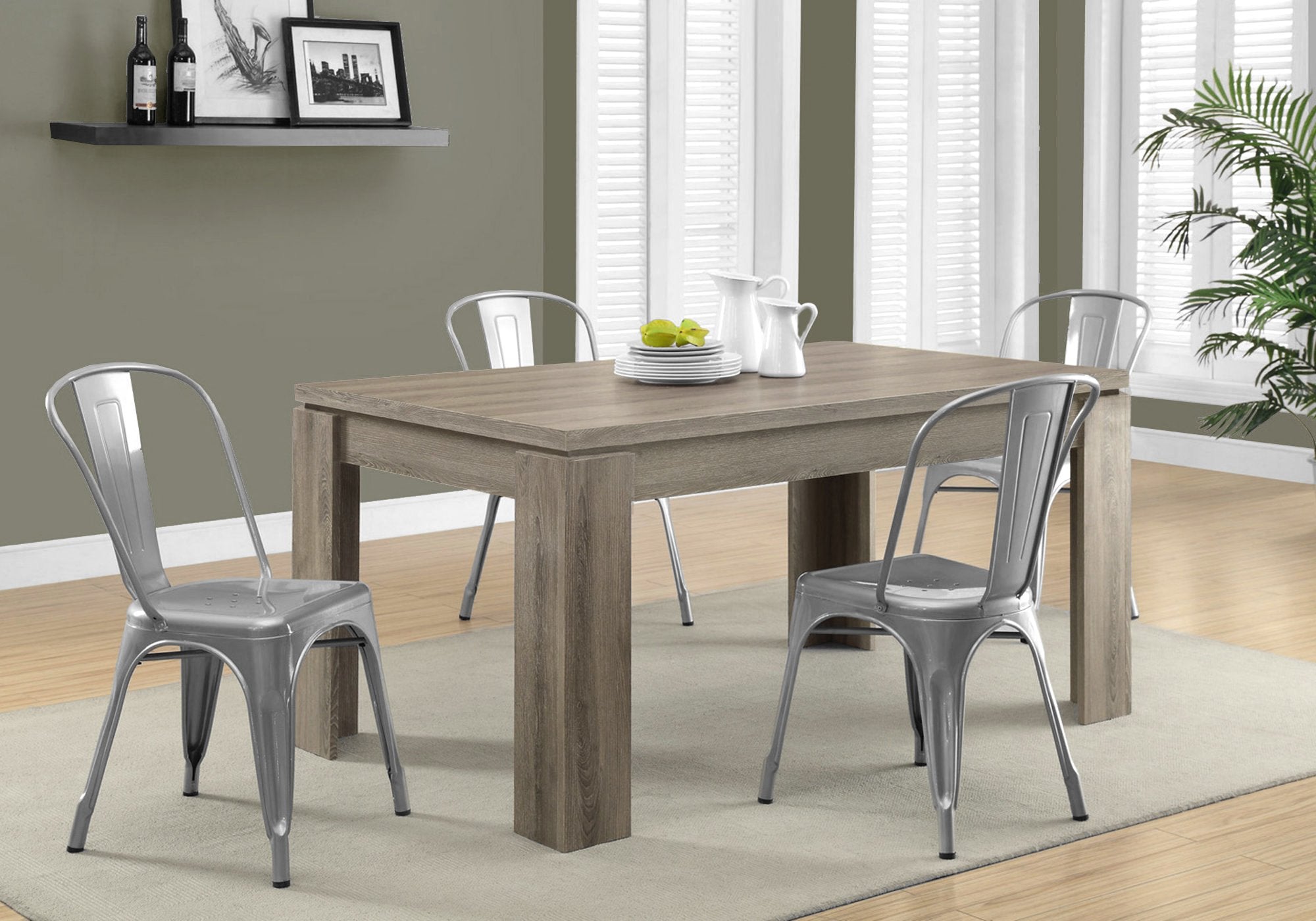 Monarch Specialties , Dining Table, Dark Taupe Reclaimed-Look ,60&quot;L