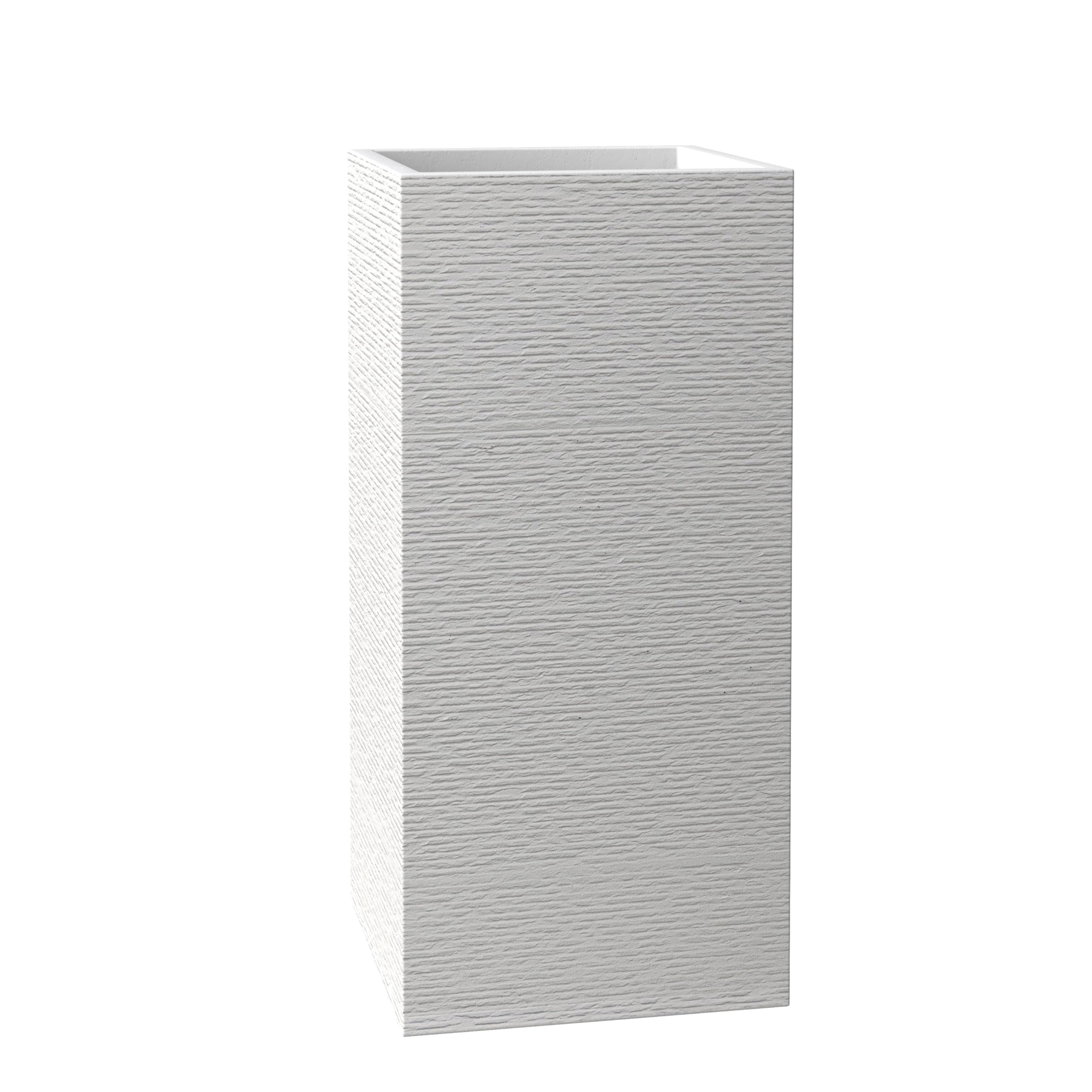 Basalt Series Poly Stone Planter 17 Square 31.5 High in White