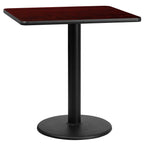 Flash Furniture Graniss 30'' Square Mahogany Laminate Table Top with 18'' Round Table Height Base