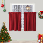 Koufall Red Short Curtains For Bedroom 2 Panels Set Blackout Curtains For Small Windows Boys Room Width 34 X 30 Inch Length