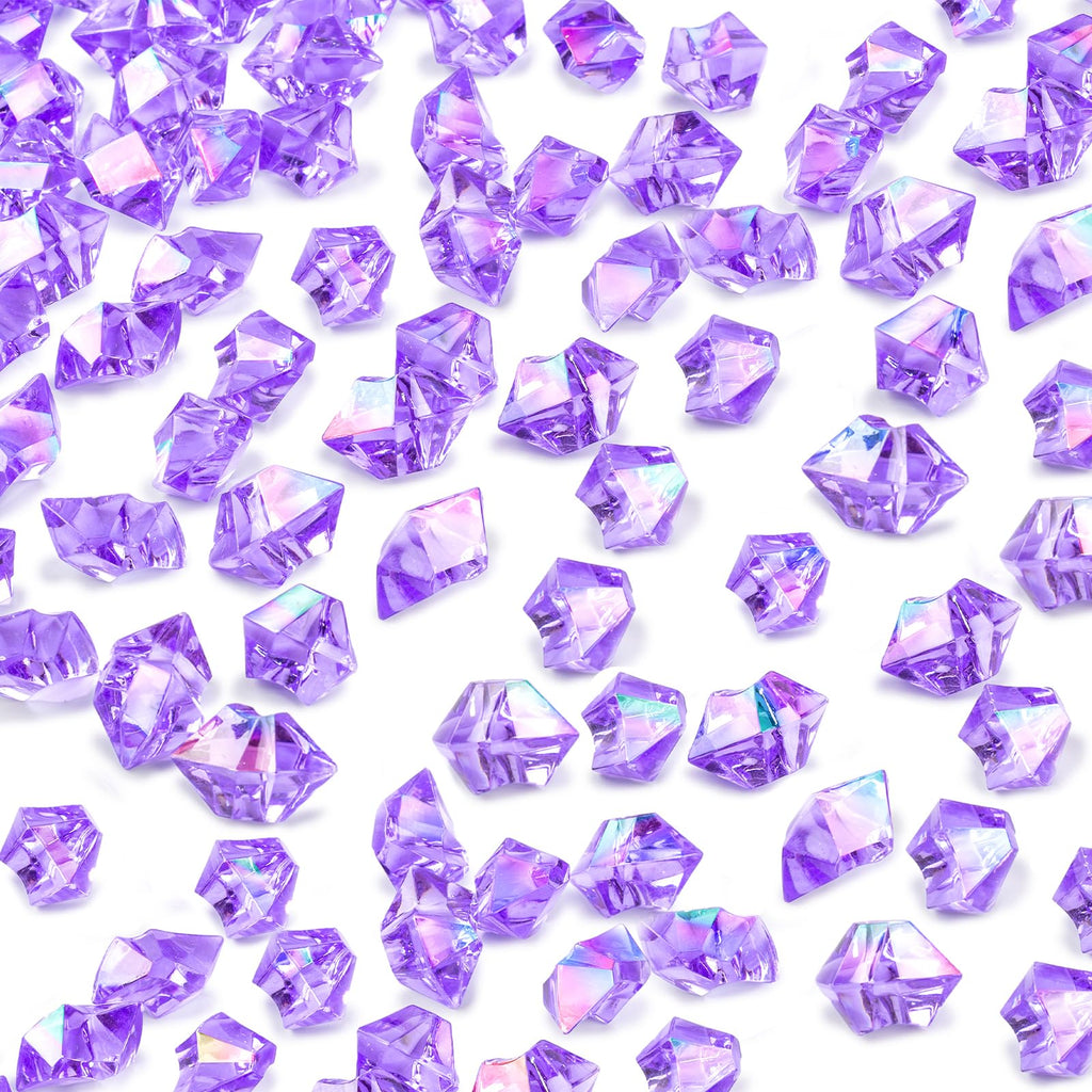 DomeStar 550PCS Bright Purple Vase Fillers, Acrylic Fake Crushed Ice Rocks Fish Tank Vase Centerpiece Party Table Scatter Props 