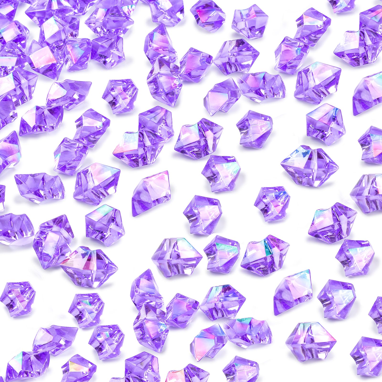 DomeStar 550PCS Bright Purple Vase Fillers, Acrylic Fake Crushed Ice Rocks Fish Tank Vase Centerpiece Party Table Scatter Props 