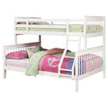 Coaster Home Furnishings Chapman Transitional Wood Twin Over Full Size Bunk Bed Frame with Ladder and Guardrails Fully Slatted Mattress Ready Foundation White 460260