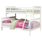 Coaster Home Furnishings Chapman Transitional Wood Twin Over Full Size Bunk Bed Frame with Ladder and Guardrails Fully Slatted Mattress Ready Foundation White 460260