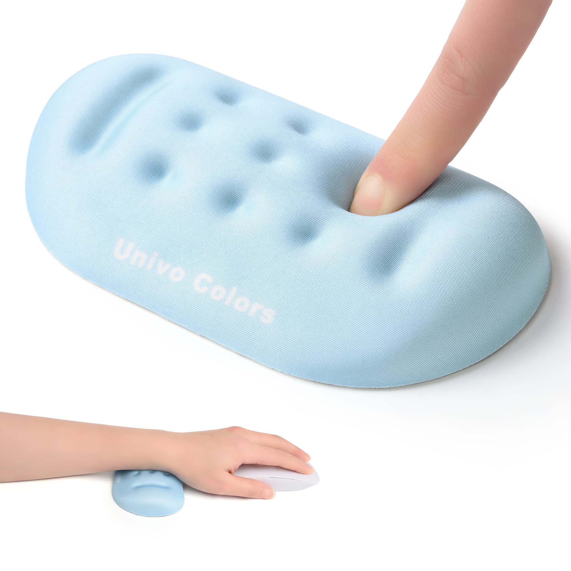 Univo Colors Light Blue Superfine Memory Foam Wrist Rest Soft Gel Ergonomic Mouse Pad Wrist Support For Mouse, Gaming, Computer,