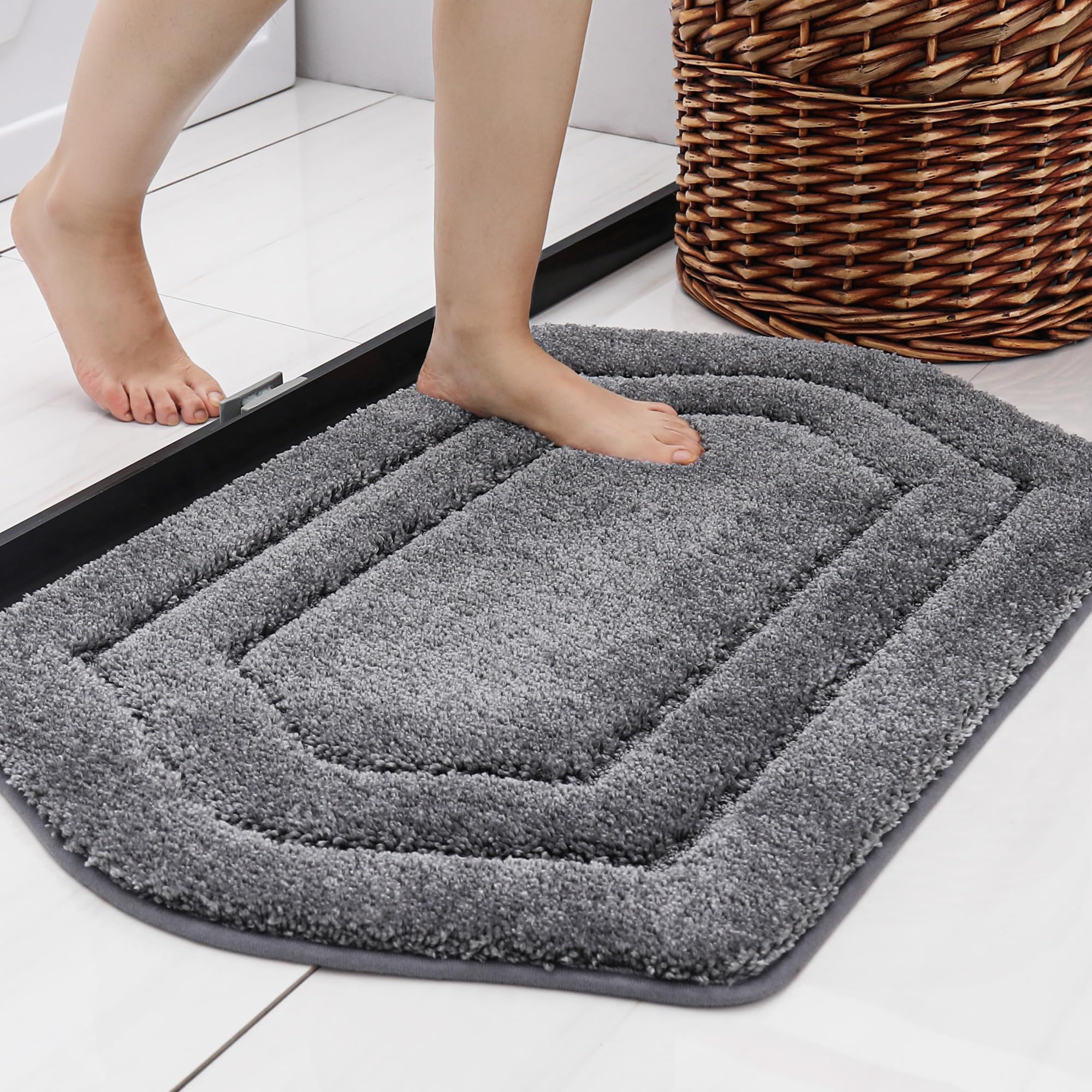 COSY HOMEER Extra Thick Bath Linen Sets Rugs for Bathroom - Anti-Slip Bath Mats Soft Plush Yarn Shaggy 100% Strong Polyester Liv