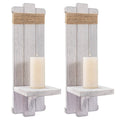 2 PCS Farmhouse Wall Hanging Candle Sconces - Nordic Style Handmade Wooden Wall-Mount Candle Holders Rustic Hanging Wall Sconces