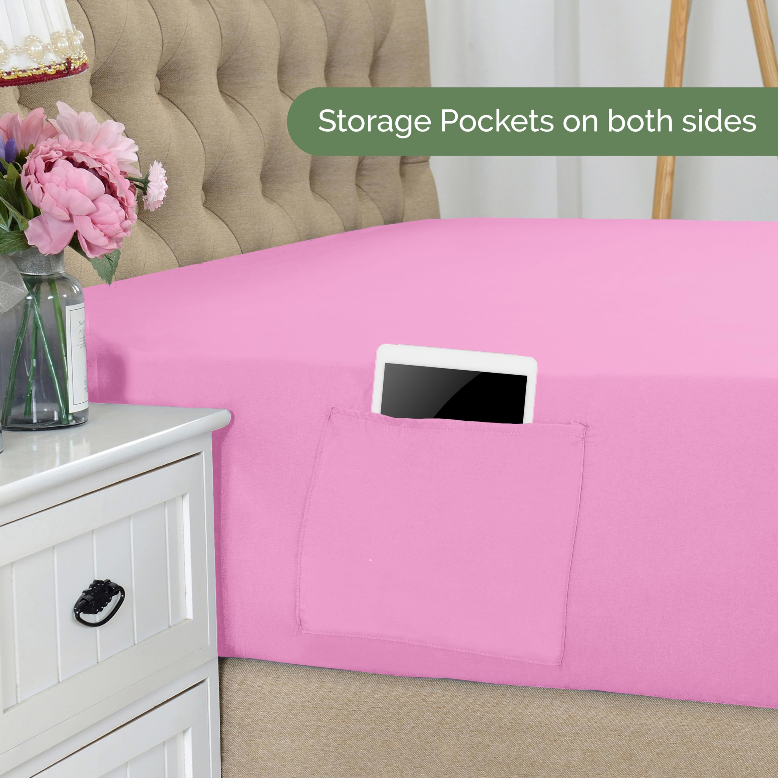 Elegant Comfort 1500 Premium Hotel Quality 18-21 Inches Deep - Extra Deep Pocket Single Fitted Sheet For High Mattress, Luxury And Softest, Smart Pocket - Wrinkle Free, Full, Light Pink