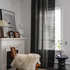 Colorbird Geometric Semi-Blackout Window Curtains 2 Panels Bohemian Cotton Linen Darkening Curtains With Tassels Rod Pocket Wind