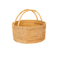 Rattan Picnic Basket with Handle, 11x11x5 in Handwoven Storage Decor