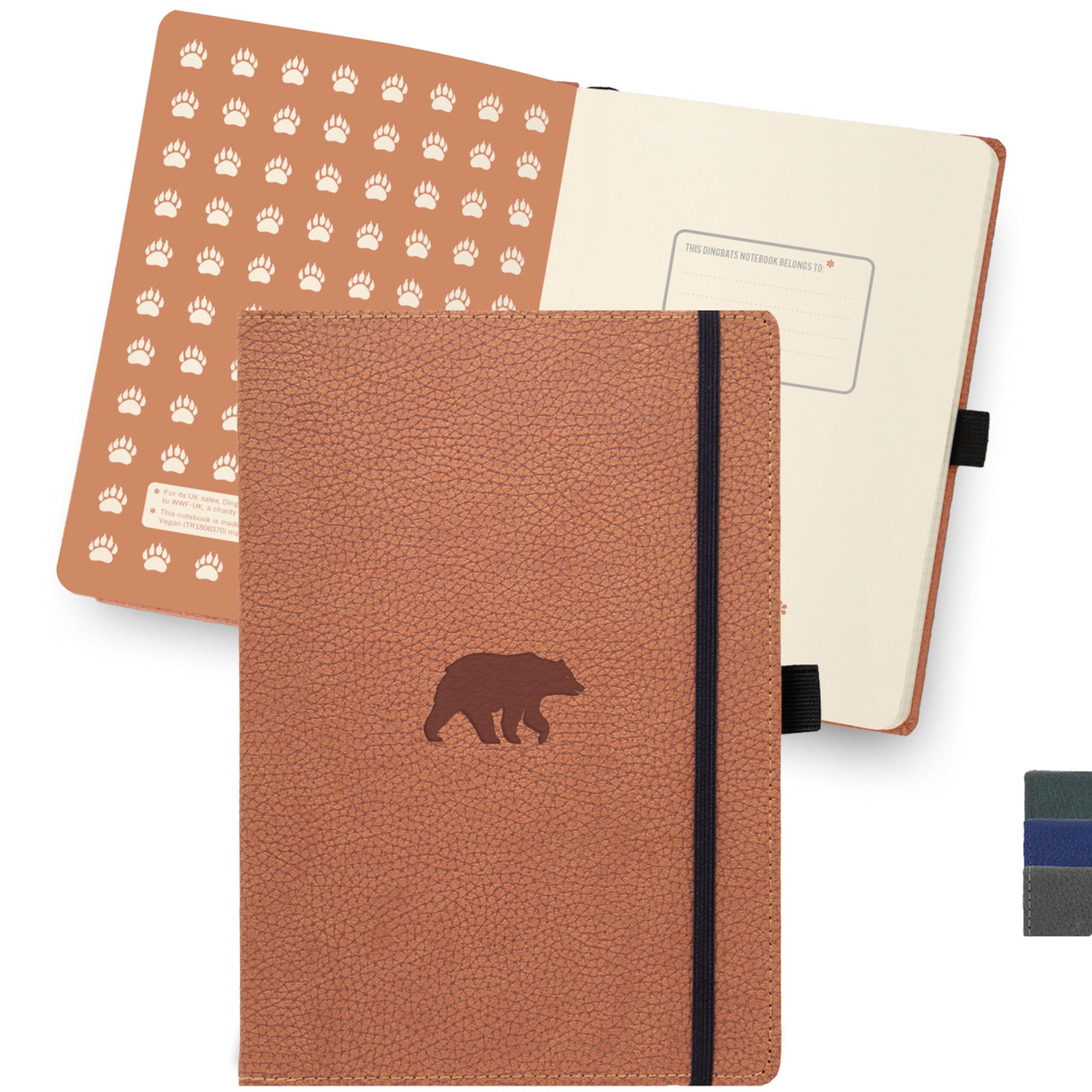 Dingbats* - Wildlife A4 Lined Notebook - Extra Large Hardcover Pu Leather Journal - For Work, Travel - Pocket, Elastic Closure,