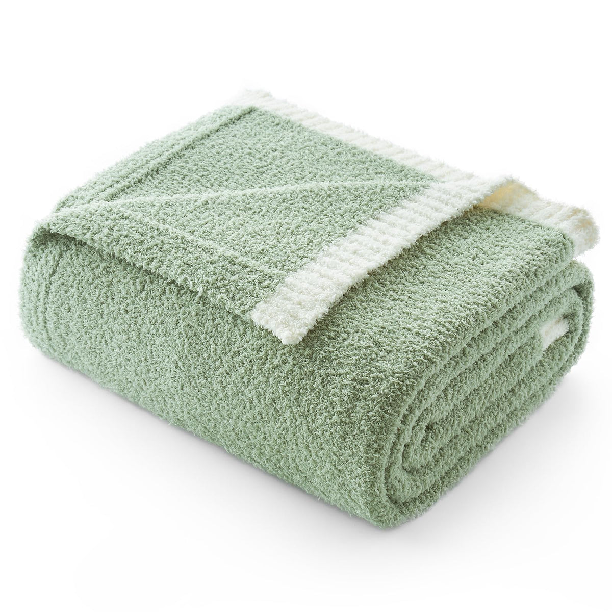 Snuggle Sac Ultra Soft Throw Blanket For Couch Bed Sofa 50X60 Inches, Reversible Sage Green Blanket Microfiber Fluffy Fuzzy Cozy