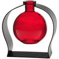 Couronne Company M244-200-06 Ball Recycled Glass Vase & Arched Metal Stand, 5 3/4, Red, 1 Piece