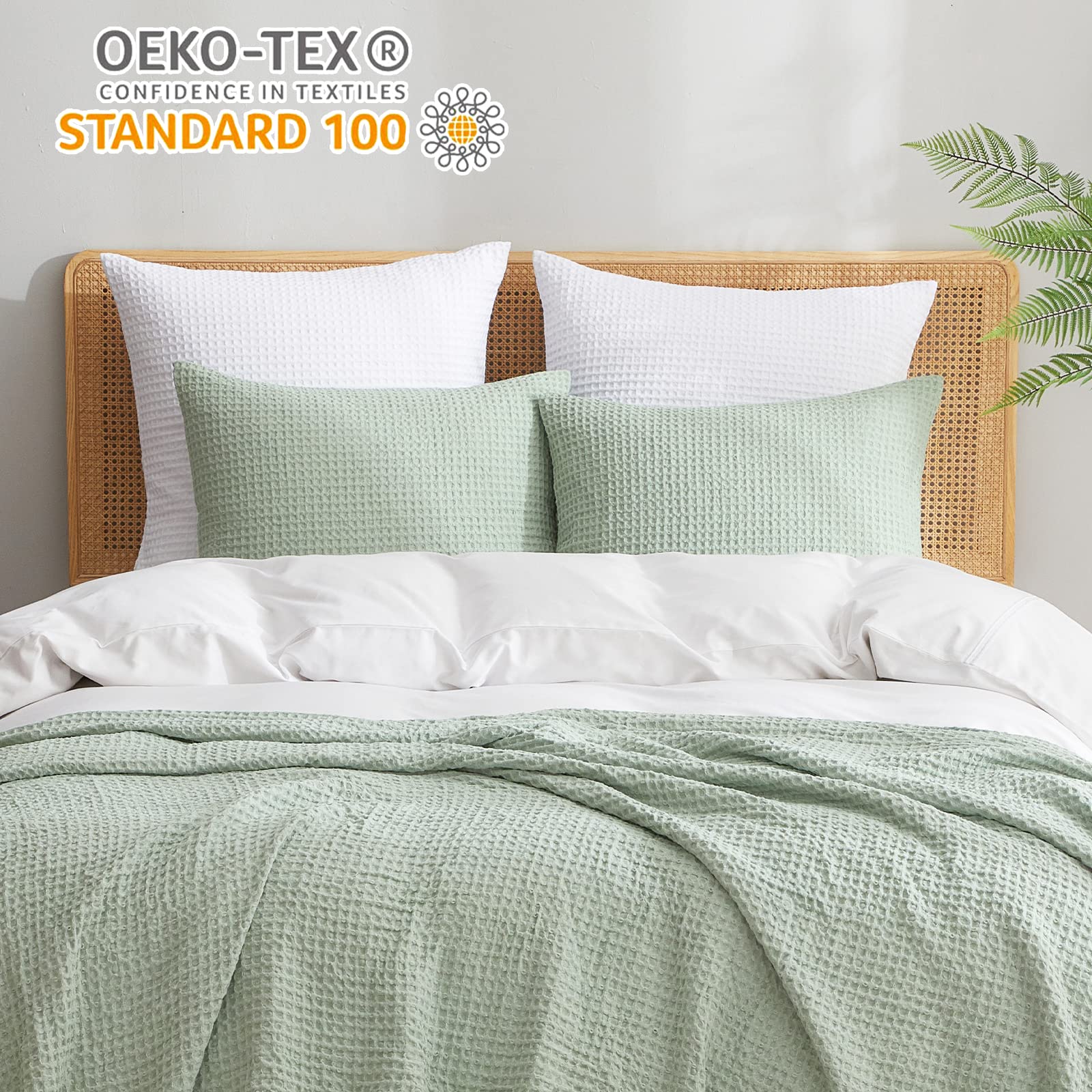 Phf Ultra Soft Waffle Weave Euro Shams Pillow Covers 26' X 26' 2 Pack, No Filling, Breathable Skin-Friendly Euro Throw Pillow Covers For Bed Couch Sofa, White