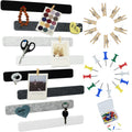 Youdeful 8Pcs Bulletin Board Strips, Black White Grey Felt Pin Board Bar Strips With 50 Pushpins, Self-Adhesive Felt Cork Board
