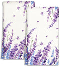 Miss Adola Cute Kitchen Towels Set of 2 - Dish Towels 18 x 26 Inch Microfiber Tea Towel for Home Decorative Purple Flower Farmho
