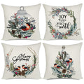 Artmag Christmas Decorations Pillow Covers 16X16 Wreath Bird Joy To The World Merry Christmas Rustic Pillow Cover Shams Cases Sl