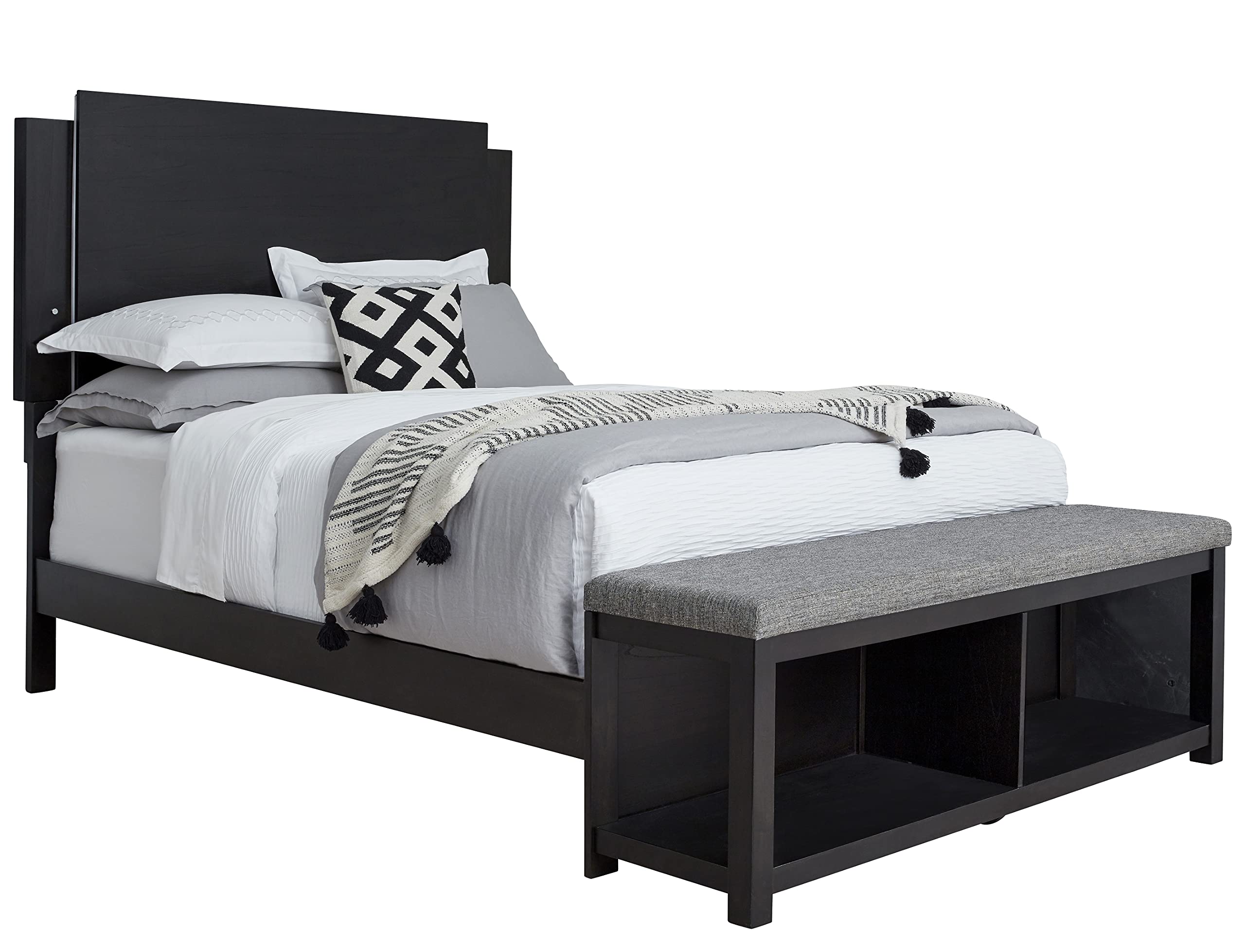 Progressive Furniture Foxfire King Panel Bed w/Footboard Bench Midnight Black
