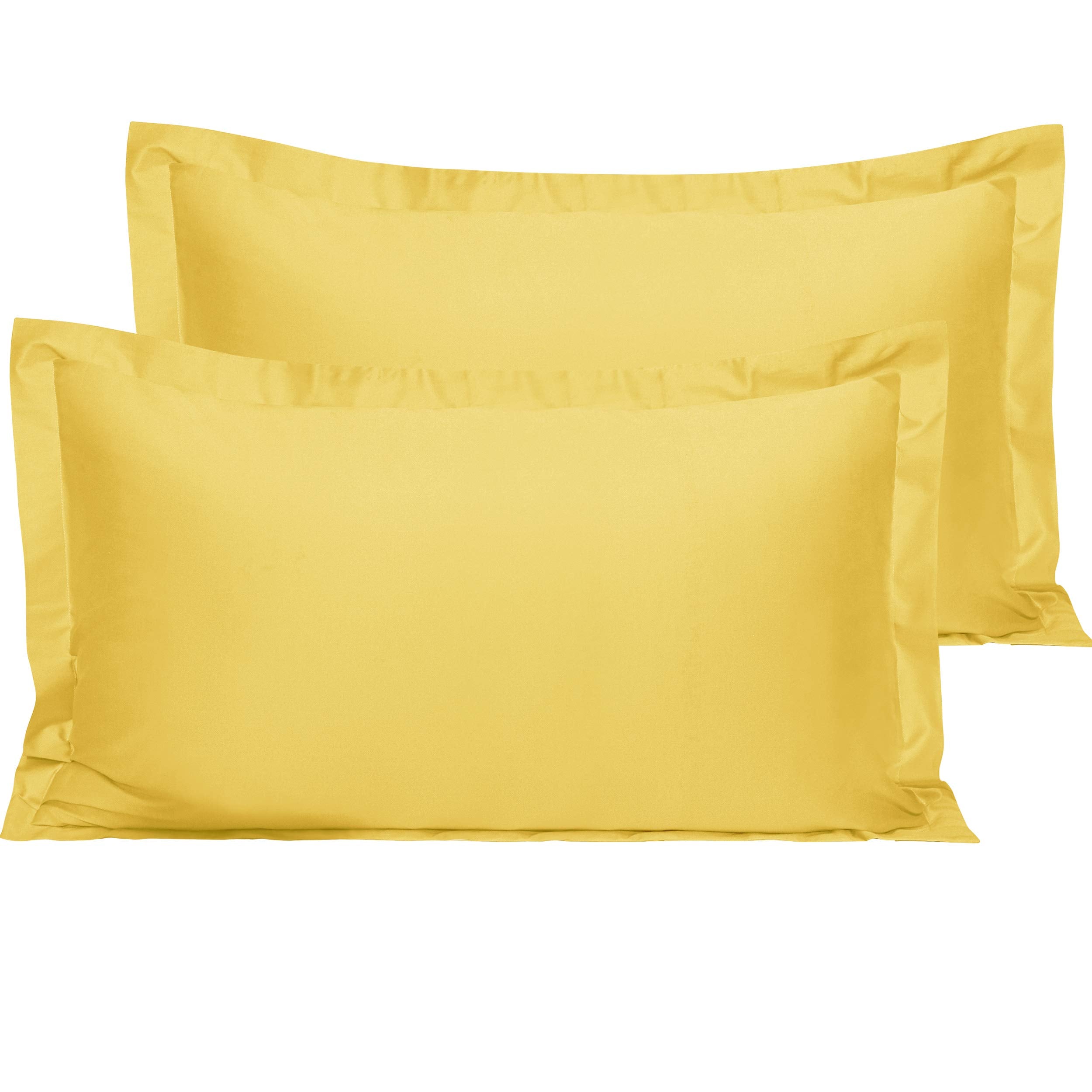 Ntbay 2 Pack 500 Thread Count 100% Egyptian Cotton King Pillow Shams, Super Soft And Breathable Oxford Pillowcases For Bed, 20X36 Inches, Mustard Yellow