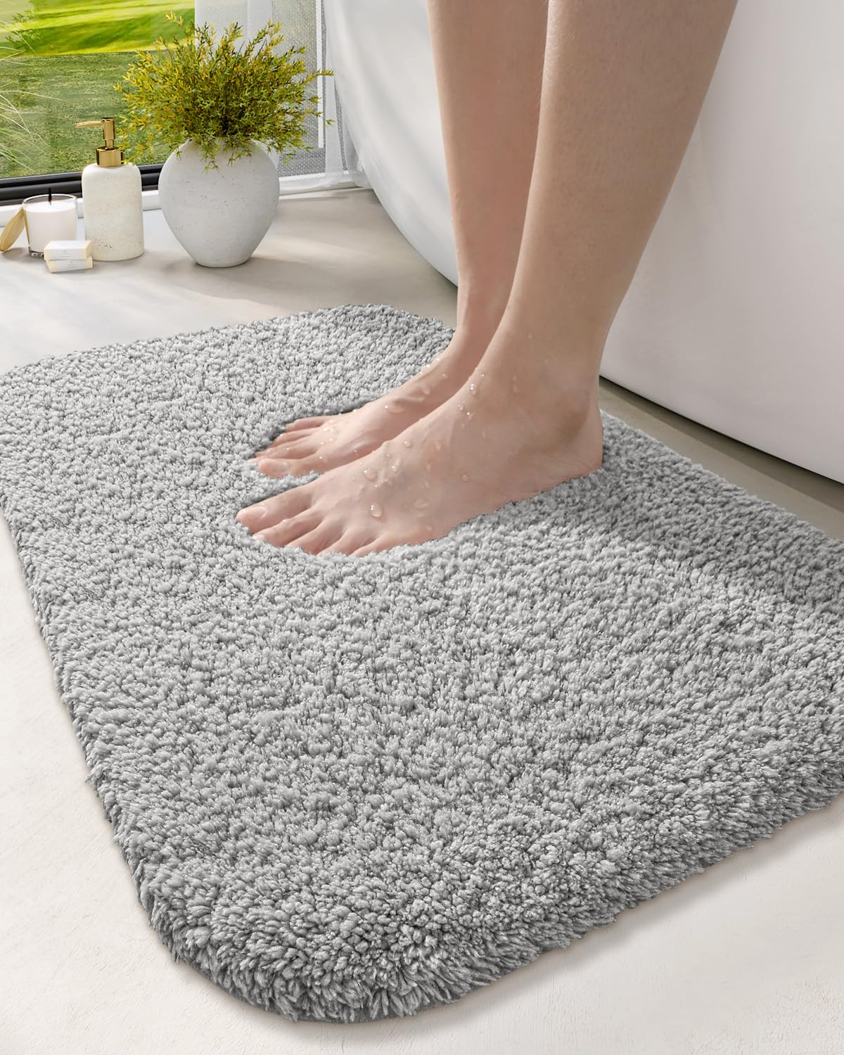 DEXI Bathroom Rug Mat, Extra Soft and Absorbent Bath Rugs, Washable Non-Slip Carpet Mat for Bathroom Floor, Tub, Shower Room, 36