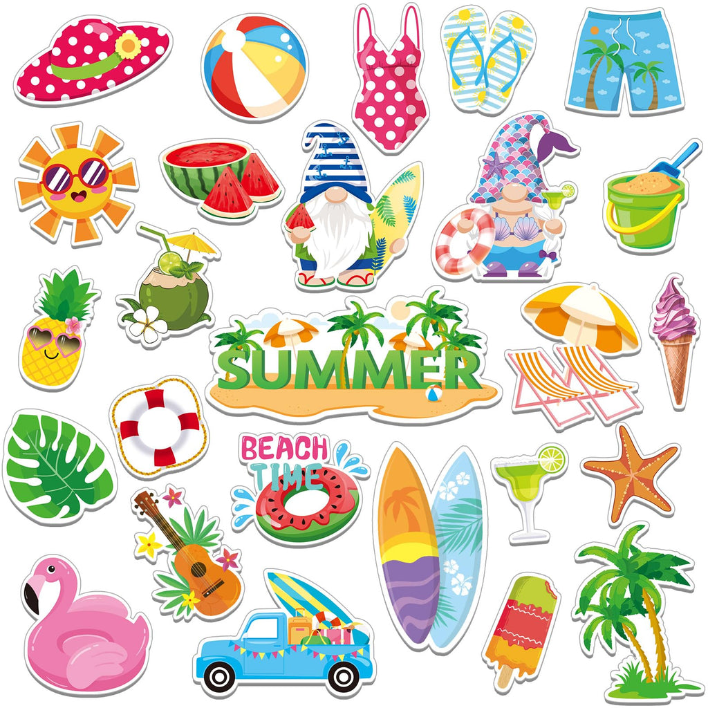 MARFOREVER 50 PCS Summer Window Thick Gel Clings Stickers Reusable Hawaiian Tropic Window Clings Decals for Classroom Nursery Ho
