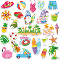 MARFOREVER 50 PCS Summer Window Thick Gel Clings Stickers Reusable Hawaiian Tropic Window Clings Decals for Classroom Nursery Ho