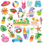 MARFOREVER 50 PCS Summer Window Thick Gel Clings Stickers Reusable Hawaiian Tropic Window Clings Decals for Classroom Nursery Ho
